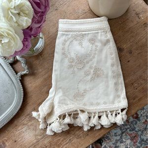 Zara Textured White Short with Tassels